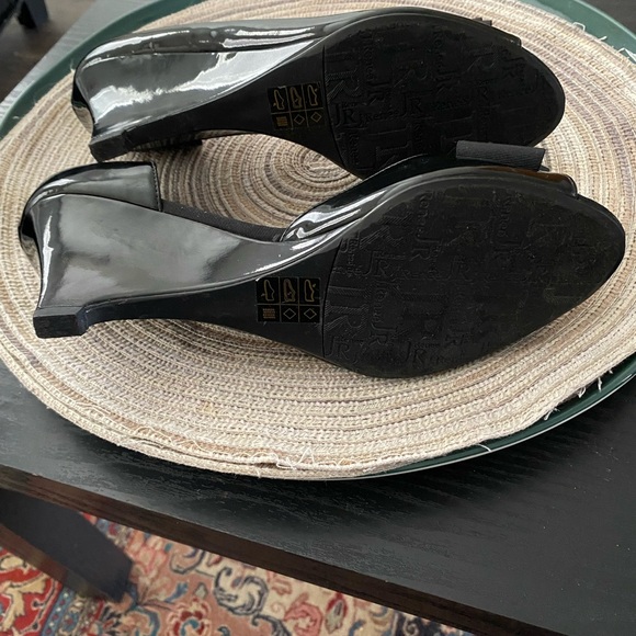 J.Renee Classic Black Peep Toe Heels - Picture 2 of 9